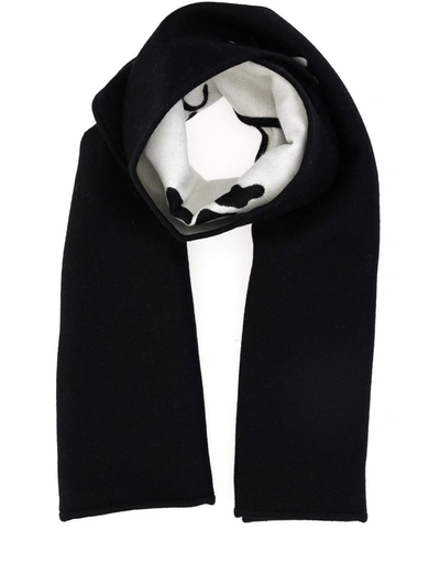 Shop Off-white Jacquard Wool Cotton Blend Scarf In Black