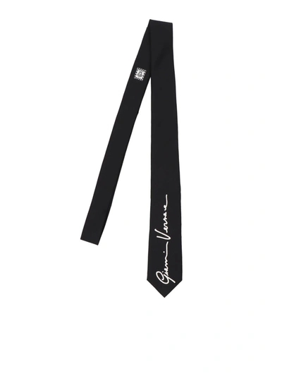 Shop Versace Logo Silk Tie In Black