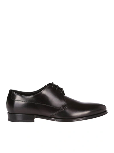 Shop Dolce & Gabbana Smooth Leather Black Derby Shoes In Black