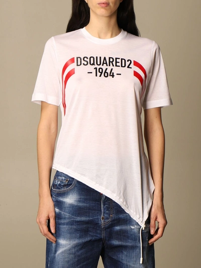 Shop Dsquared2 T-shirt  Cotton T-shirt With 1964 Logo In White