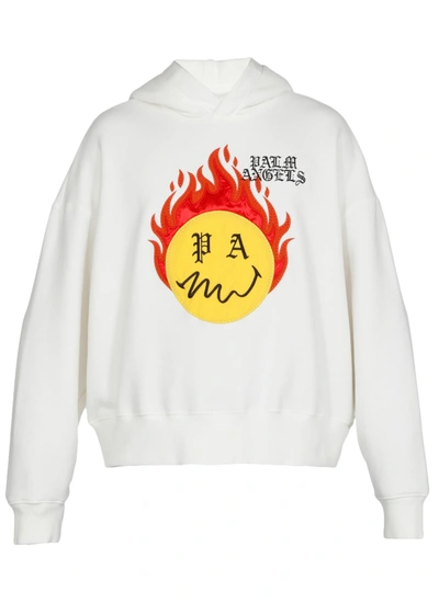 Shop Palm Angels Cotton Hoodie In White