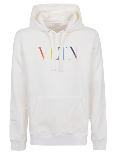 Shop Valentino Sweatshirt Print Vltn In D Bianco Vltn Multicolors