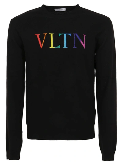 Shop Valentino Sweater In Cashmere Con Vltn In T Nero Vltn Multicolors