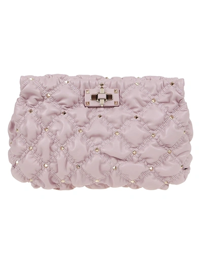 Shop Valentino Clutch Spikeme In Water Lilac
