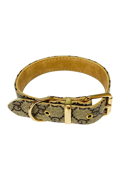 Shop Dogs Of Glamour Sofia Dog Collar In Brown/beige