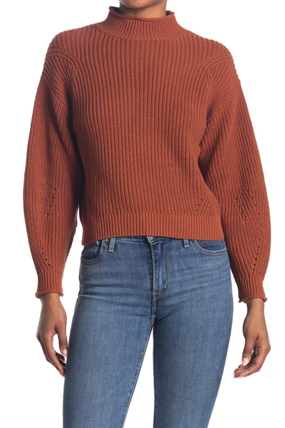 Shop Abound Easy Stitch Ribbed Knit Mock Neck Sweater In Rust Gingersnap