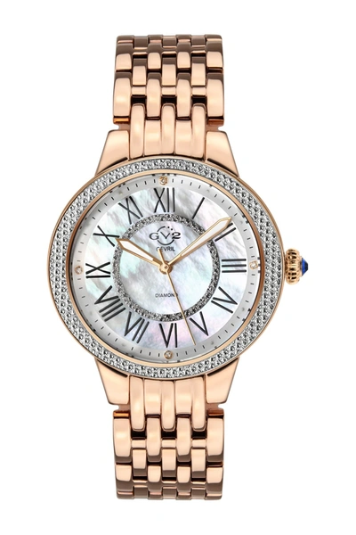 Shop Gevril Gv2 Astor Ii Diamond Mop Dial Bracelet Watch, 38mm In Rose Gold