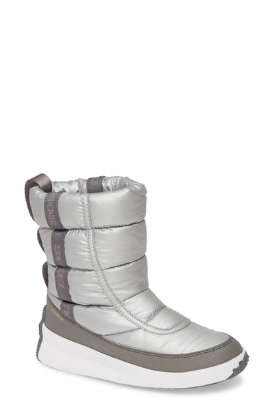 Shop Sorel Out 'n About Puffy Waterproof Snow Boot In Pure Silver