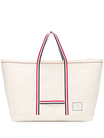 Shop Thom Browne Oversized Tool Tote Bag In White