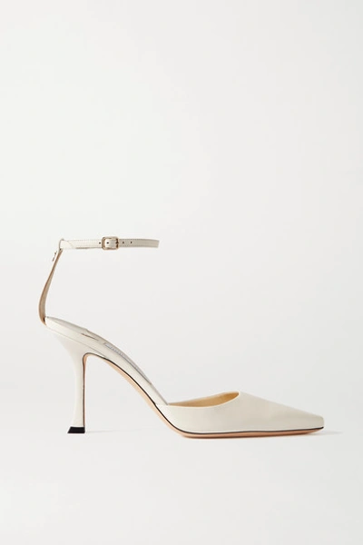 Shop Jimmy Choo Mair 90 Leather Pumps In White