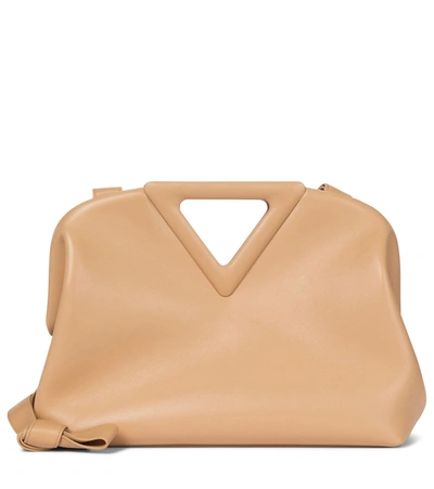 Shop Bottega Veneta Point Medium Leather Shoulder Bag In Beige