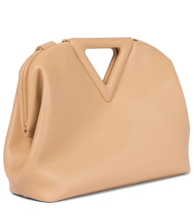 Shop Bottega Veneta Point Medium Leather Shoulder Bag In Beige