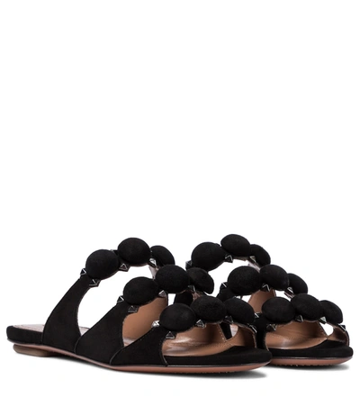 Shop Alaïa Bombe Suede Sandals In Black