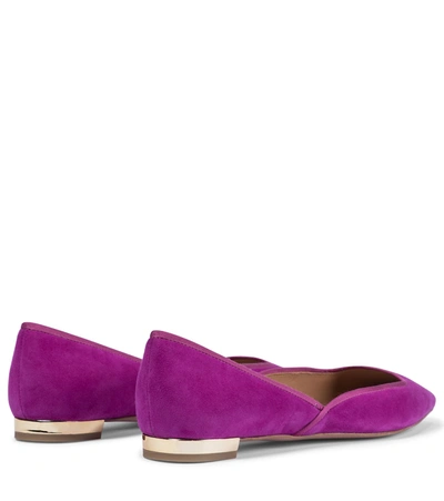 Shop Aquazzura Maia Suede Ballet Flats In Purple