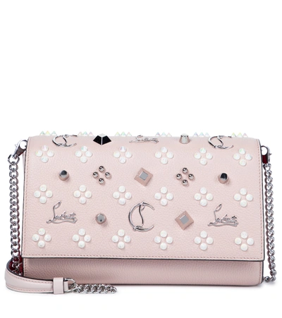 Shop Christian Louboutin Paloma Embellished Leather Clutch In Pink