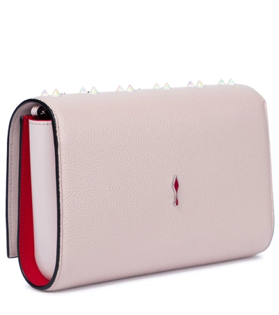 Shop Christian Louboutin Paloma Embellished Leather Clutch In Pink