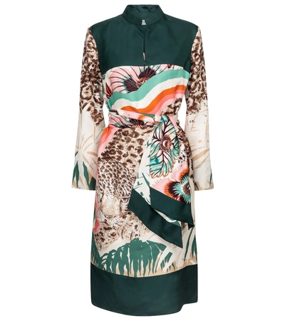 Shop Ferragamo Printed Silk Twill Midi Dress In Multicoloured