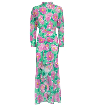 Shop Rixo London Cherie Floral Silk Maxi Dress In Multicoloured