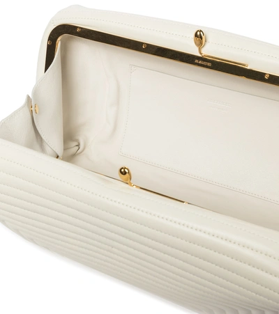 Shop Jil Sander Quilted Leather Clutch In White
