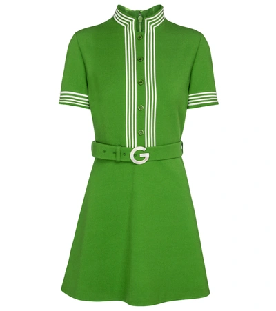 Shop Gucci Wool Crêpe Minidress In Green
