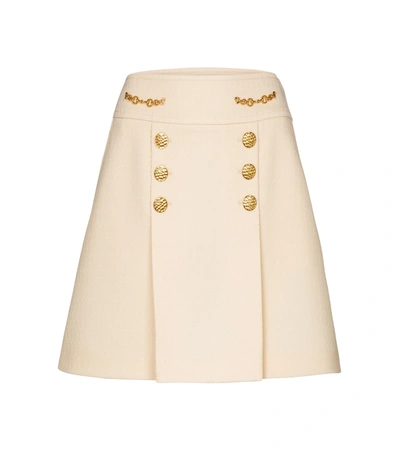 Shop Gucci High-rise Argyle Wool Miniskirt In White