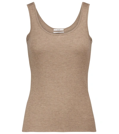 Shop Co Ribbed-knit Cashmere Tank Top In Beige
