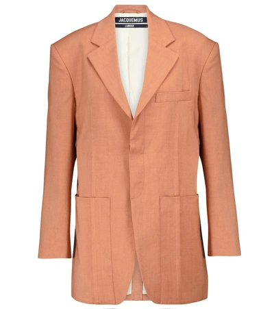 Shop Jacquemus La Veste D'homme Hemp-blend Blazer In Orange