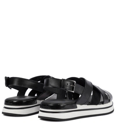 Shop Hogan H257 Leather Platform Sandals In Black
