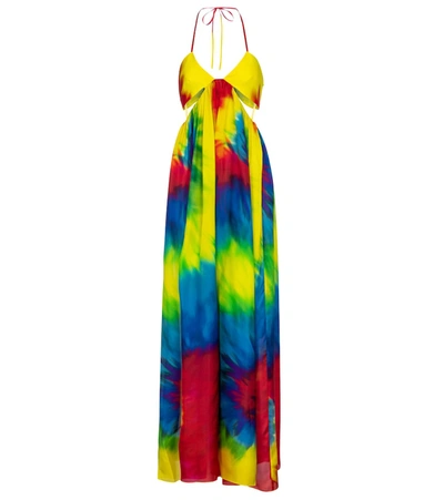 Shop Alexandre Vauthier Tie-dye Silk Jumpsuit In Multicoloured