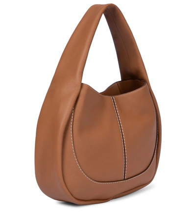 Shop Tod's Shirt Medium Leather Shoulder Bag In Brown