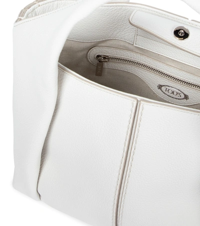 Shop Tod's Shirt Mini Leather Tote In White