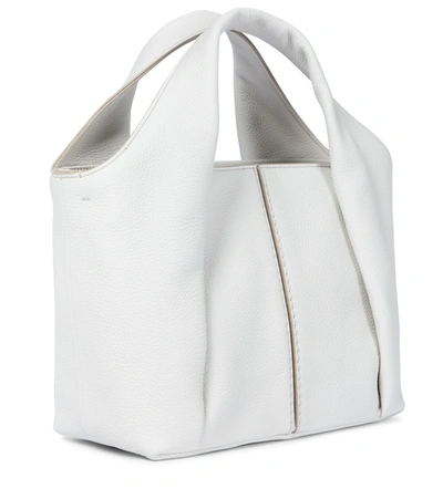 Shop Tod's Shirt Mini Leather Tote In White