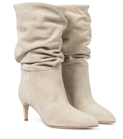 Paris Texas 70mm Slouchy Suede Ankle Boots In Beige