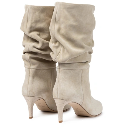 Shop Paris Texas Slouchy Suede Boots In Beige