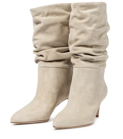 Shop Paris Texas Slouchy Suede Boots In Beige