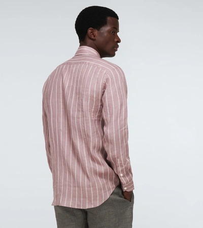 Shop Frescobol Carioca Thomas Leblon-striped Linen Shirt In Pink