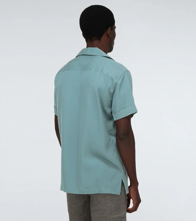 Shop Frescobol Carioca Thomas Tencel® Camp-collar Shirt In Green