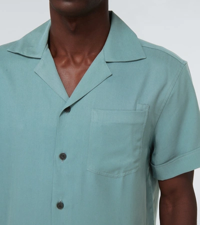 Shop Frescobol Carioca Thomas Tencel® Camp-collar Shirt In Green