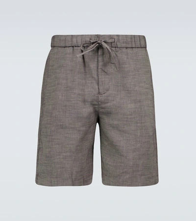 Shop Frescobol Carioca Felipe Linen-blend Shorts In Grey