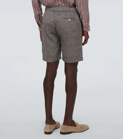 Shop Frescobol Carioca Felipe Linen-blend Shorts In Grey