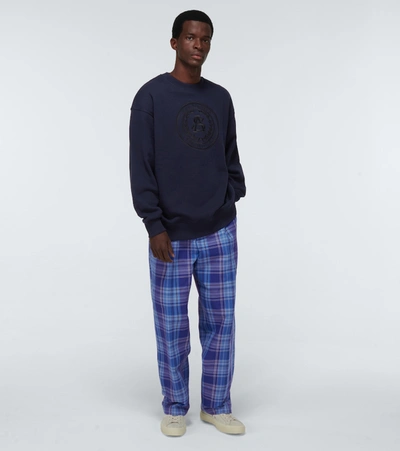 Shop Acne Studios Pino Wide-leg Checked Pants In Blue