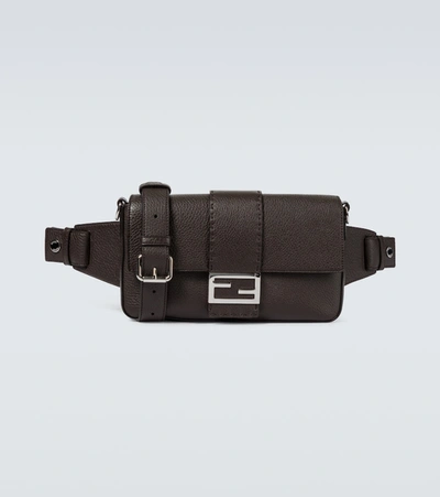 Shop Fendi Regular Baguette Belt Bag In Brown