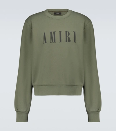 Shop Amiri Logo Crewneck Sweatshirt In Green