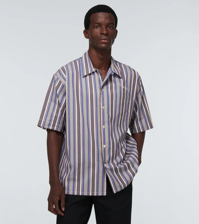 Shop Marni Striped Cotton Short-sleeved Shirt In Multicoloured