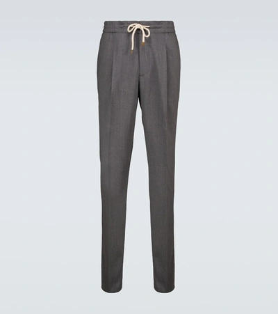 Shop Brunello Cucinelli Leisure Fit Drawstring Pants In Grey