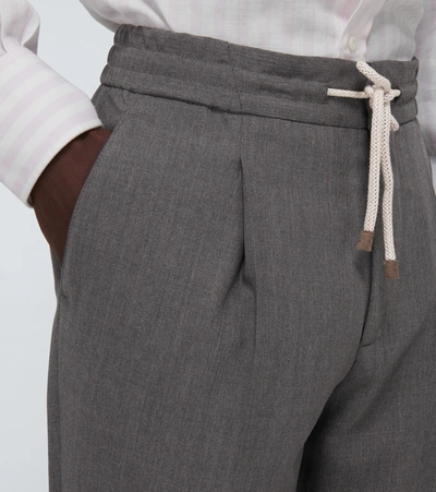 Shop Brunello Cucinelli Leisure Fit Drawstring Pants In Grey