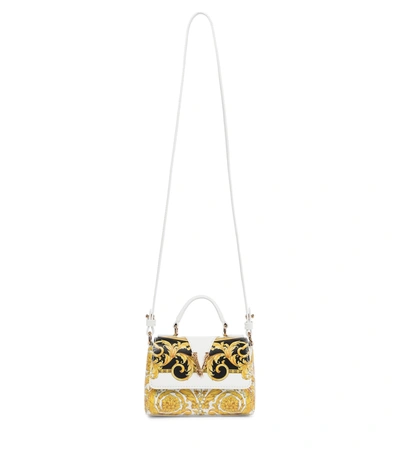 Shop Versace Acanthus Leather Shoulder Bag In Gold