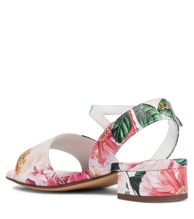 Shop Dolce & Gabbana Floral Leather Sandals In White