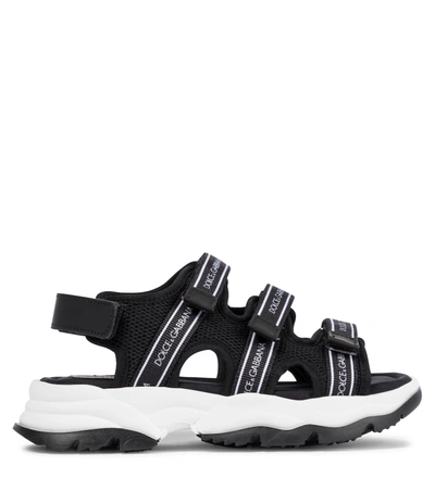 Shop Dolce & Gabbana Logo Sandals In Black