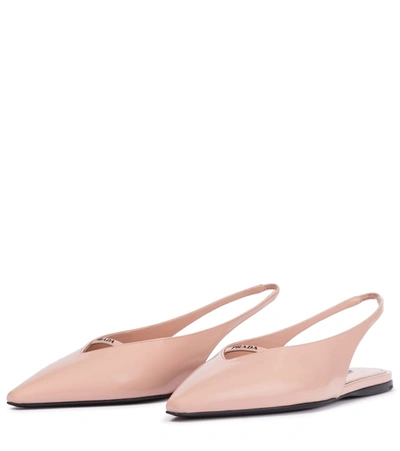 Shop Prada Leather Slingback Flats In Pink